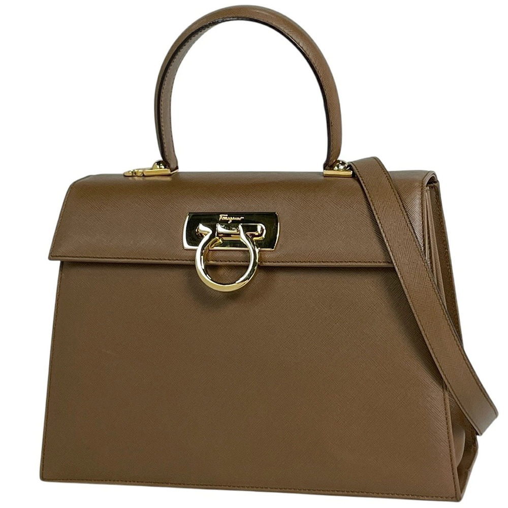 Salvatore Ferragamo handbag Gancini leather brown